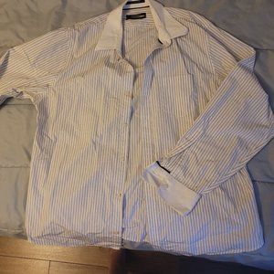 Club Monaco mens xl long sleeve white striped dress shirt